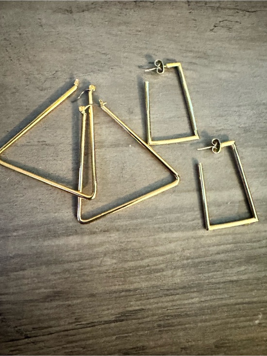 Uncommon James Jewelry - Uncommon James Gold Geometric Triangle & Rectangle Hoop Earrings